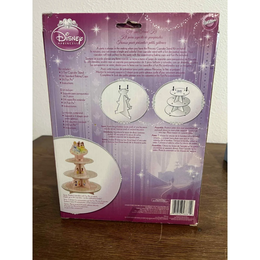 Wilton Disney Princess Cupcake Stand Kit Holds 24 Toppers Baking Cups Set NEW